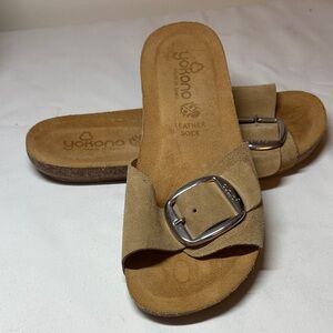 Yokono Spain Tan Buckle Sandal Slide Size 9.5